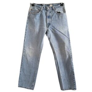 VTG 90s Levis 505 Mens Light Wash Paint Splatter Distressed Straight Jeans 31x29